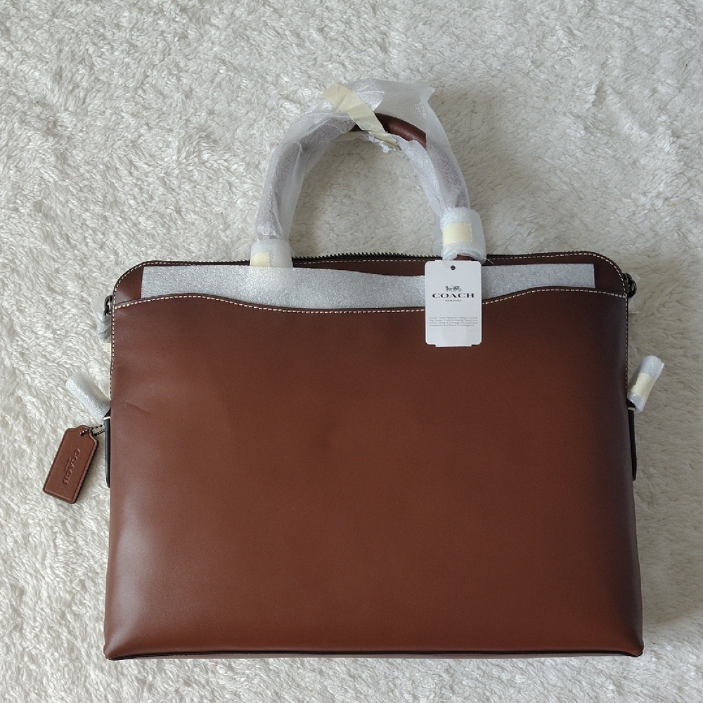 Coach New York Tan Leather Men's Work Bag